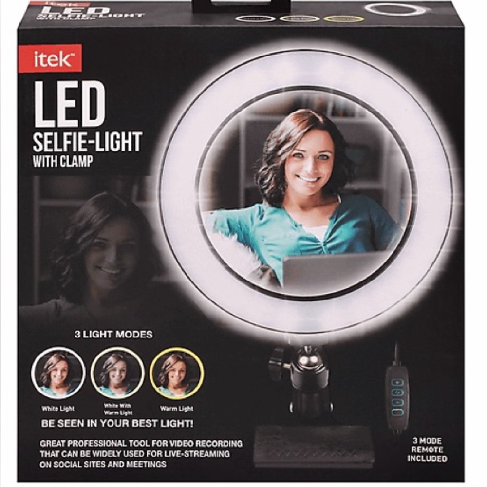 ITEK LED SELFIE LIGHT 3 MODES 8” WITH CLAMP